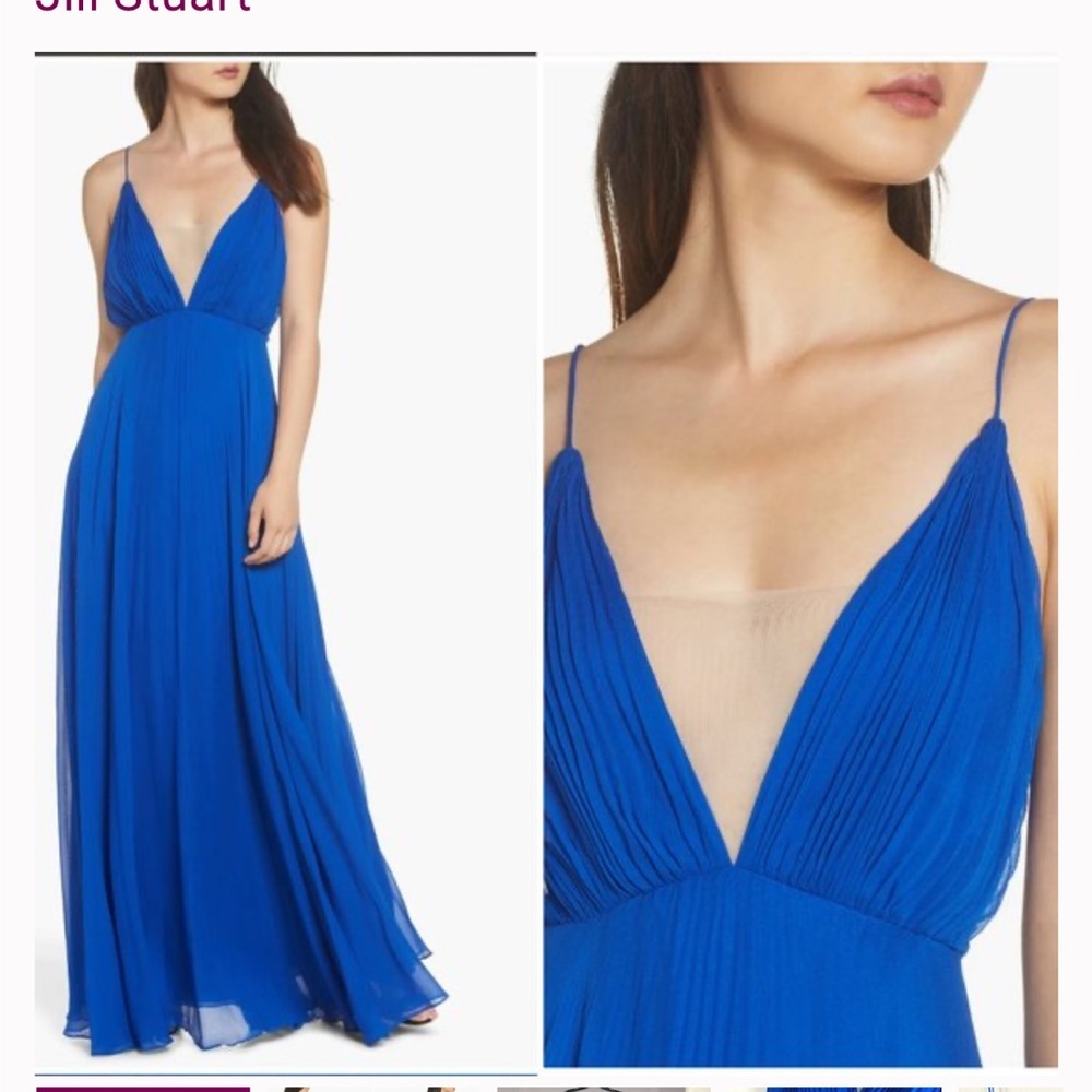 Jill Stuart Blue Pleated Maxi Gown for Weddings